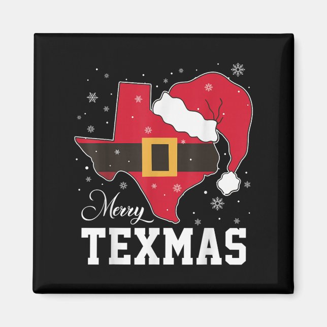 Imán Funny Texas Merry Texmas Navidades de Santa Hat (Frente)