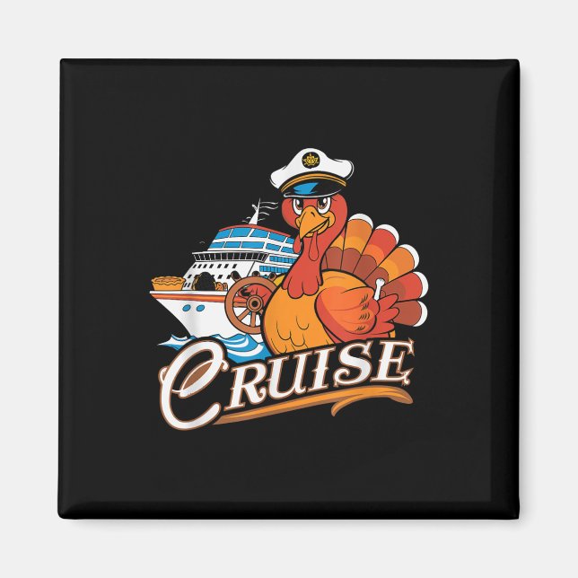 Imán Funny Thanksgiving Cruise Turkey Boat Vacation Tri (Frente)