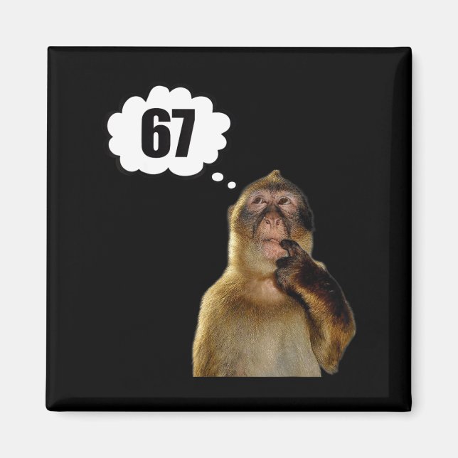 Imán Funny Thinking Monkey Meme Six Seven 6 7 Meme  (Frente)