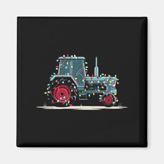 Imán Funny Tractor Christmas Graphics Lights Lover Farm (Frente)