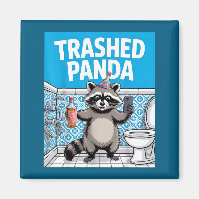 Imán Funny Trashed Panda Raccoon Gets Drunk 1ff512797a7 (Frente)