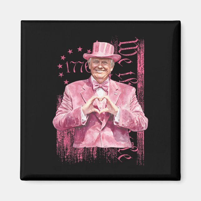 Imán Funny Trump 45 47 Presidente Forma Traje Rosa (Frente)