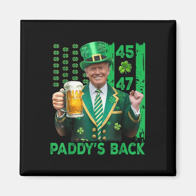 Imán Funny Trump Paddys Back 45 47 St Patricks Day Esta (Frente)