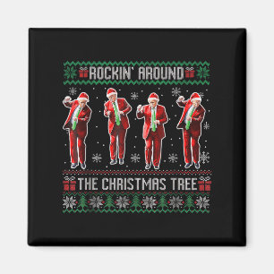 Imán Funny Trump Rockin alrededor del árbol de Navidad 
