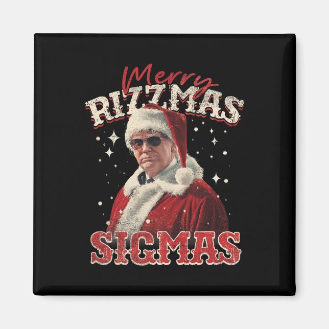 Imán Funny Trump Santa Merry Rizzmas Sigmas Xmas Pajama (Frente)