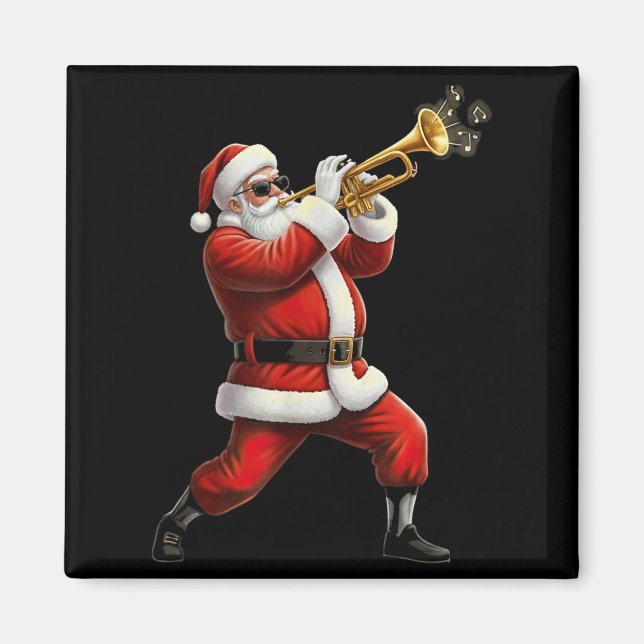 Imán Funny Trumpet Santa Christmas Graphic Player Trump (Frente)