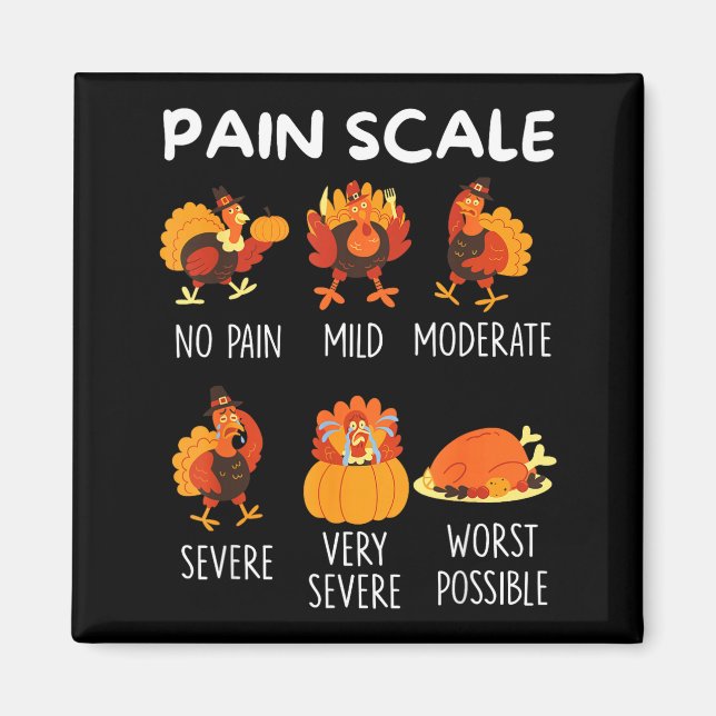 Imán Funny Turkey Pain Scale Thanksgiving Cna Er Nurse  (Frente)