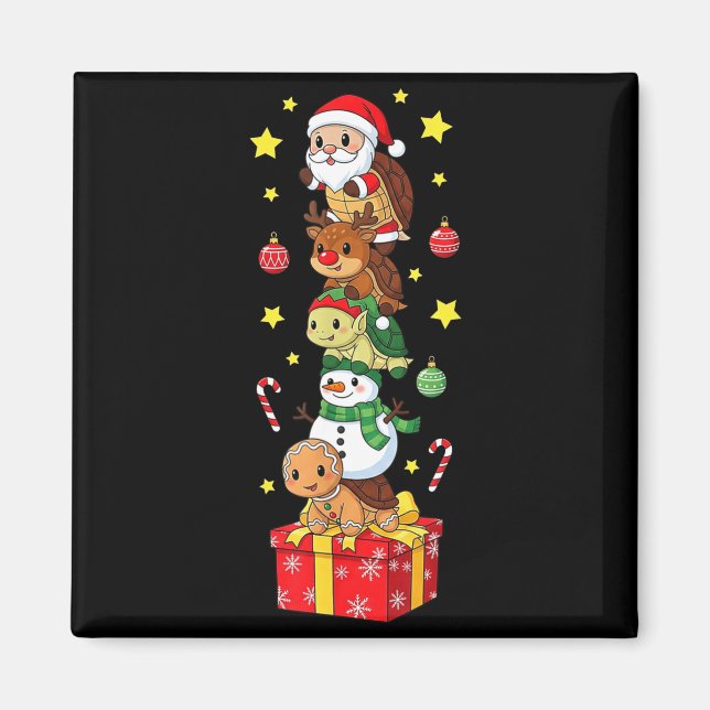 Imán Funny Turtle Santa Elf Snowman Christmas Boys Girl (Frente)