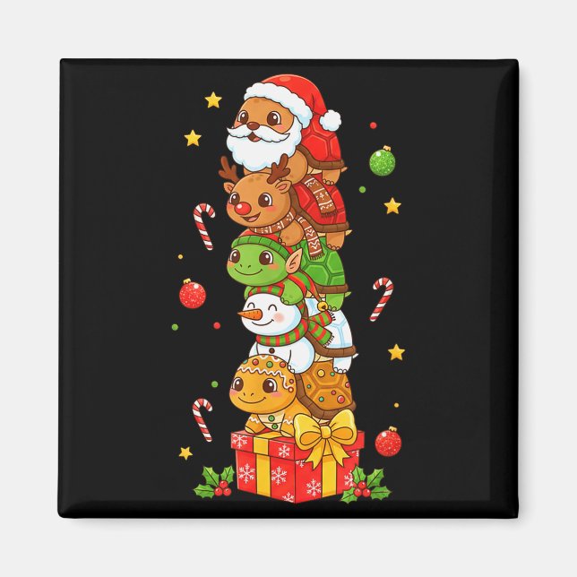 Imán Funny Turtle Santa Elf Snowman Christmas Womens Me (Frente)
