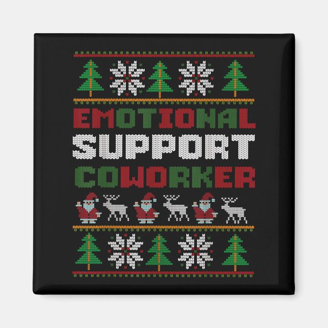 Imán Funny Ugly Christmas Sweater Emotional Suprt Cowor (Frente)