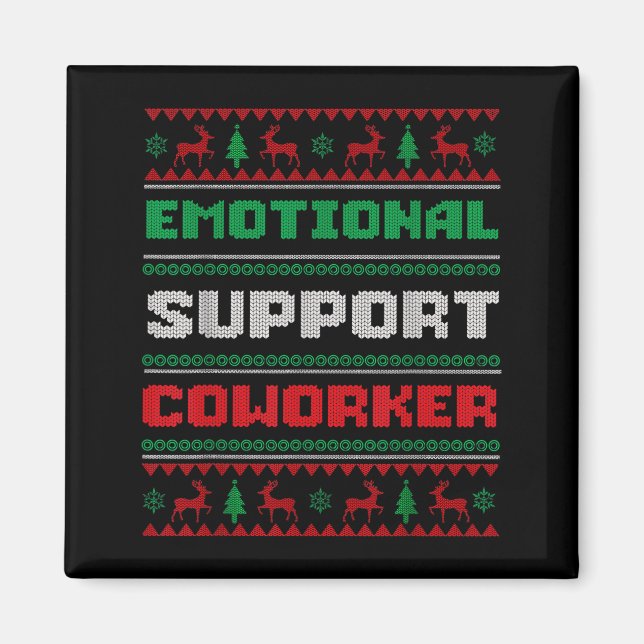 Imán Funny Ugly Christmas Sweater Emotional Suprt Cowor (Frente)