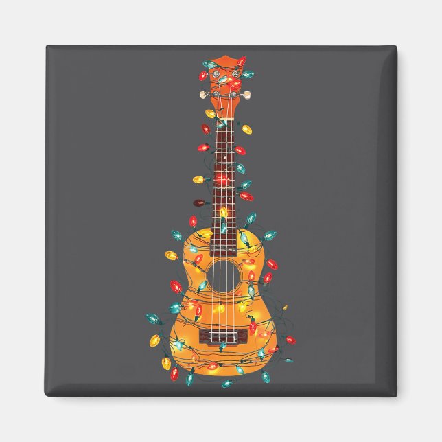 Imán Funny Ukulele Christmas Graphics Lights Lover Play (Frente)
