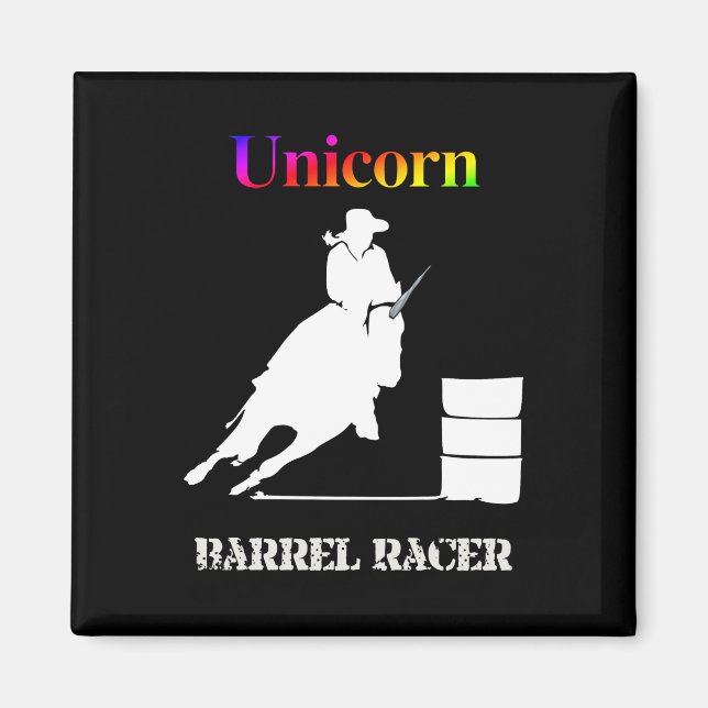 Imán Funny Unicorn Barrel Racer (Frente)