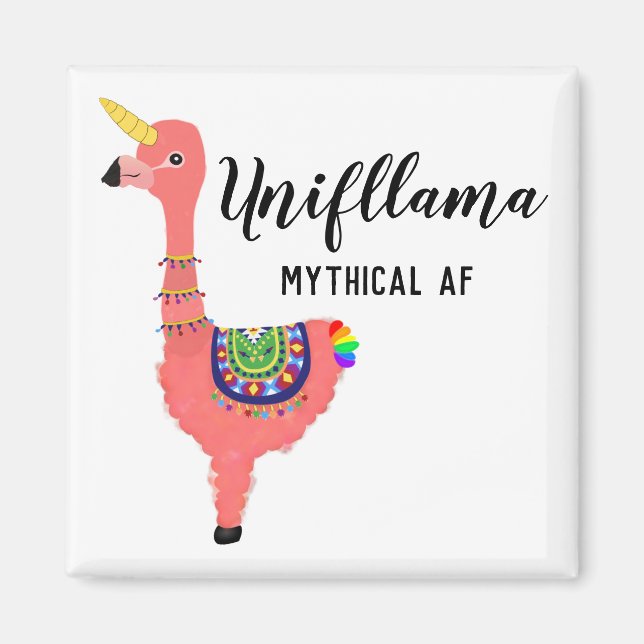 Imán Funny Unicornio Llama Flamingo Inspiradora Unillam (Frente)