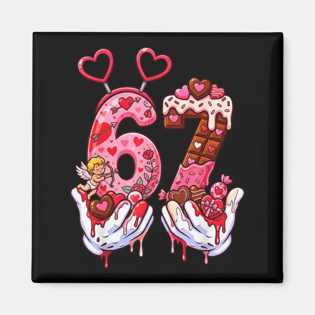 Imán Funny Valentine's Day 67 Meme Hands Six Seven Cud  (Frente)