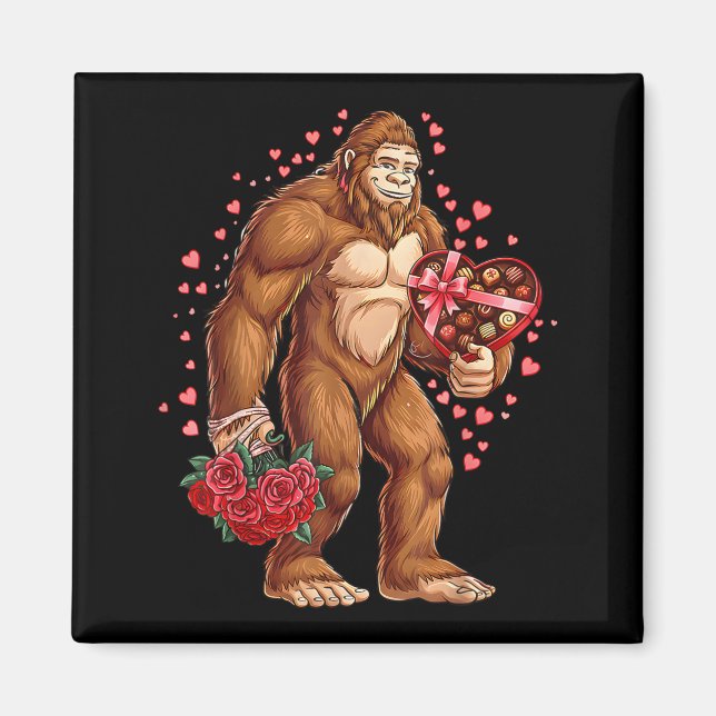 Imán Funny Valentines Day Bigfoot Heart Love Sasquatch  (Frente)