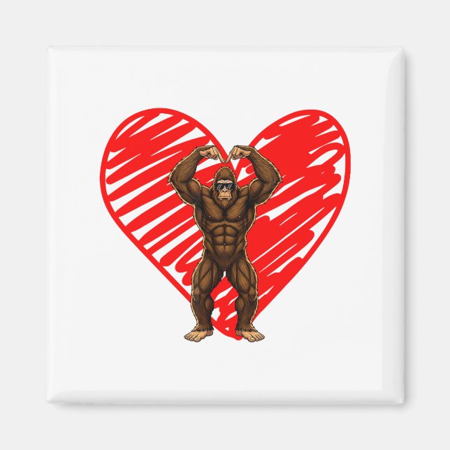 Imán Funny Valentines Day Bigfoot Sungles In Heart Sasq (Frente)