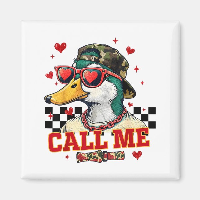 Imán Funny Valentine's Day Boy Duck Hunting Call Me Tod (Frente)