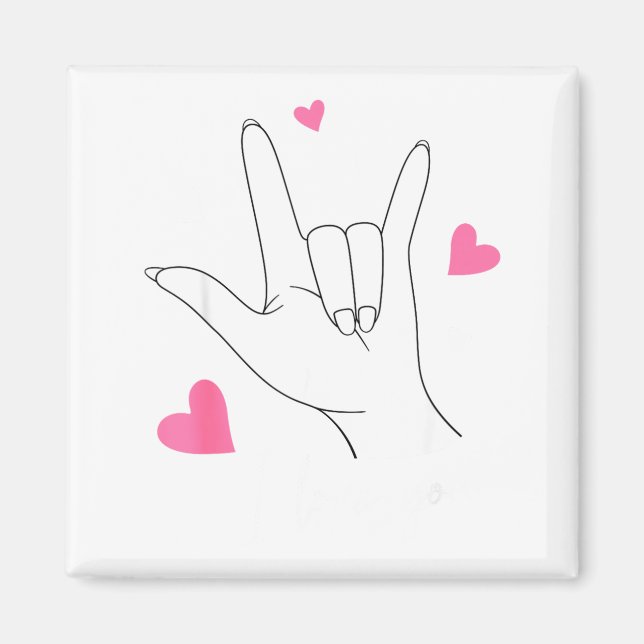 Imán Funny Valentines Day Heart I Love You Hand Sign La (Frente)