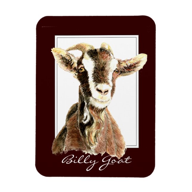 Imán Funny Watercolor Billy Goat Animal (Vertical)