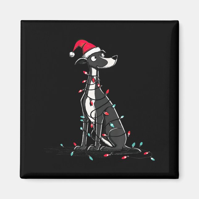 Imán Funny Whippet Christmas Graphics Dog Lights Lover  (Frente)