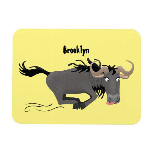Imán Funny Wildebeest corriendo ilustracion personaliza (Horizontal)