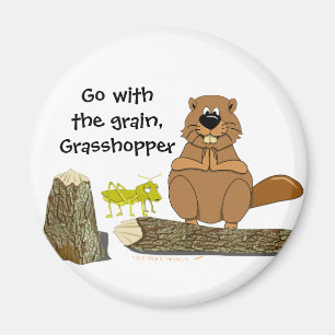 Imán Funny Wood Turning Beaver y Grasshopper Personaliz