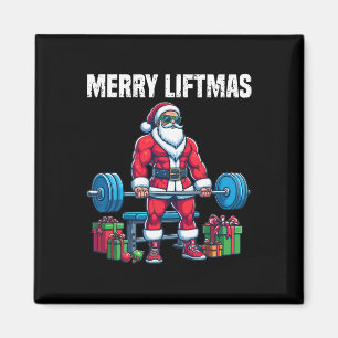Imán Funny Workout Lifting Navidades Santa Squat Gym Bo