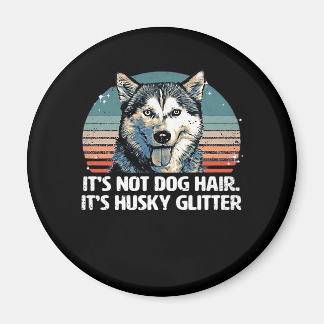 Imán Funny y curado Purpurina de Perro Husky Siberiano  (Frente)