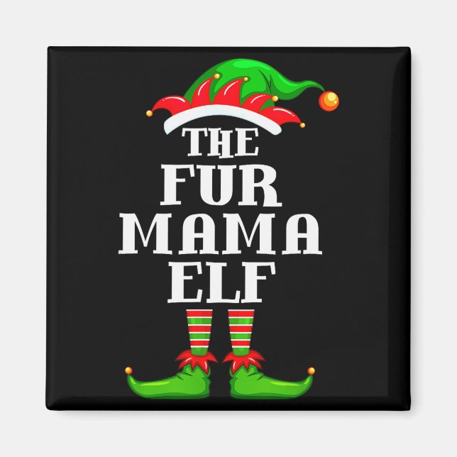 Imán Fur Mama Elf Matching Family Group Christmas Party (Frente)