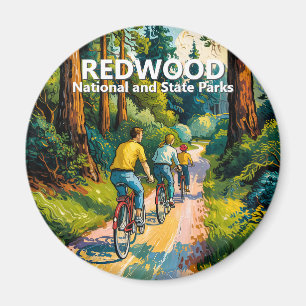 Imán Furgoneta de ciclismo familiar de Redwood vintage