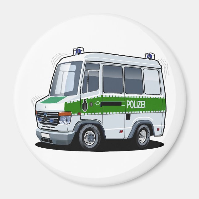 Imán Furgoneta de policía de dibujos animados (Frente)