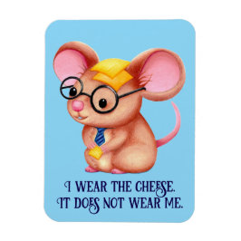 Imán Furry Cheese Man Business Mouse Tie Glasses Nerdy