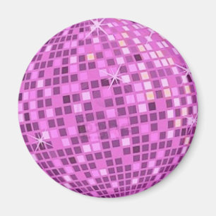 Imán FUSHIA Disco-bola-sobre-fondo negro