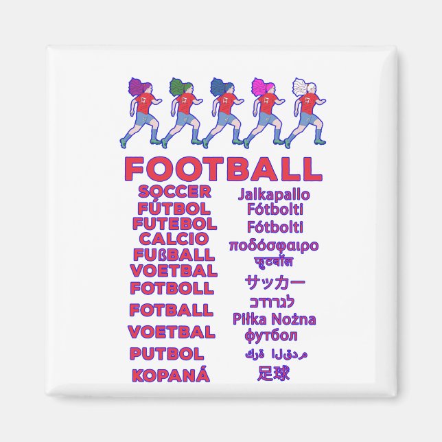 Imán Fútbol en múltiples idiomas - Calcio Soc fußball (Frente)