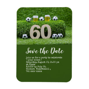 Imán Fútbol fiesta de cumpleaños 60 con bola y número p