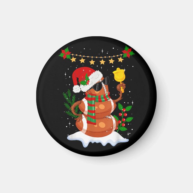 Imán Fútbol Snowman Santa Hat Feliz Navidad (Frente)