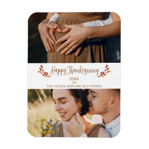Imán Future Mom Dad 2 custom Photos Happy Thanksgiving