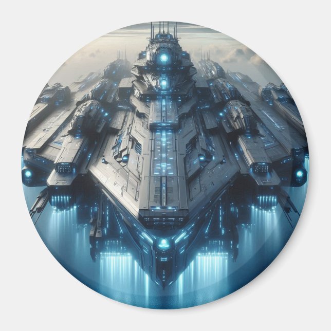 Imán Futurista nave espacial de 3 pulgadas (Frente)