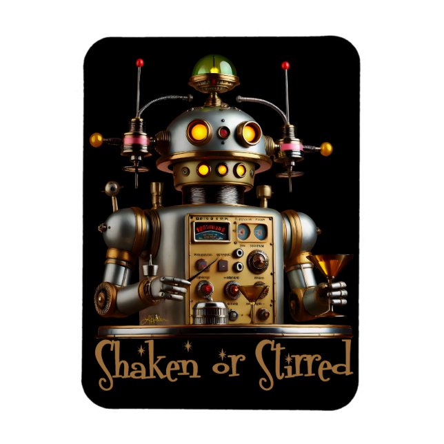 Imán Futuristic Robot Bartender "Shaken or Stirred" (Vertical)