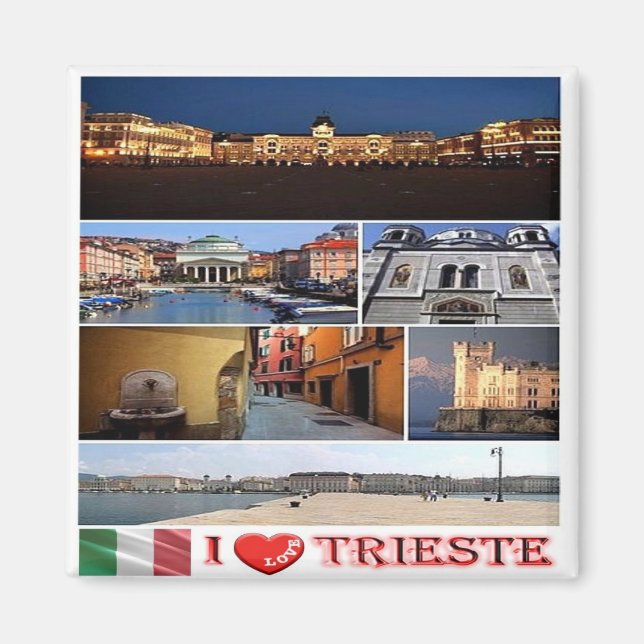 Imán FVG014 TRIESTE Te Amo, Mosaico, Italia, Nevera (Frente)