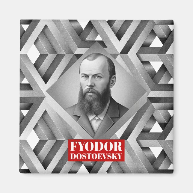 Imán Fyodor Dostoevsky - Estilo geométrico elegante (Frente)