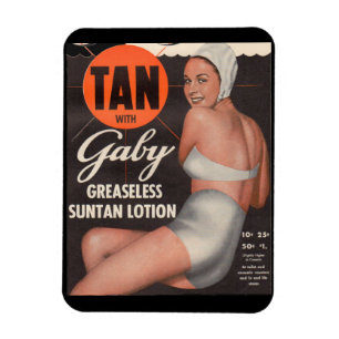 Imán Gaby Suntan Lotion anuncio 1950