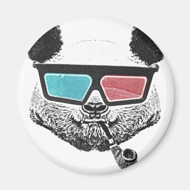 Imán Gafas 3D de panda de época (Frente)