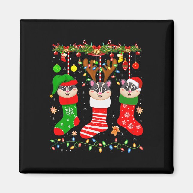 Imán Gafas de azúcar en navidades calcetines luces plan (Frente)