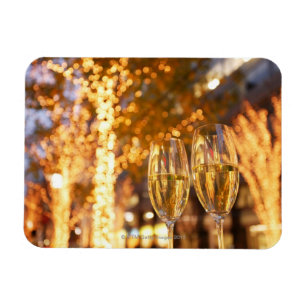 Imán Gafas de champán tostando Navidades en la ciudad