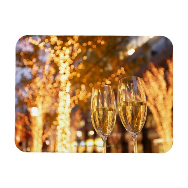 Imán Gafas de champán tostando Navidades en la ciudad (Horizontal)