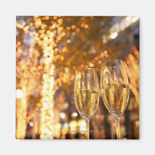 Imán Gafas de champán tostando Navidades en la ciudad