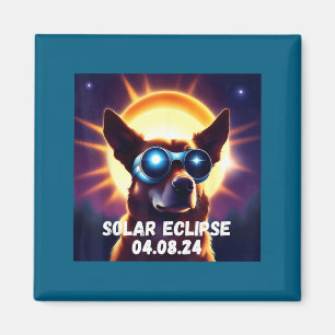 Imán Gafas de eclipse solar total de perro lindo
