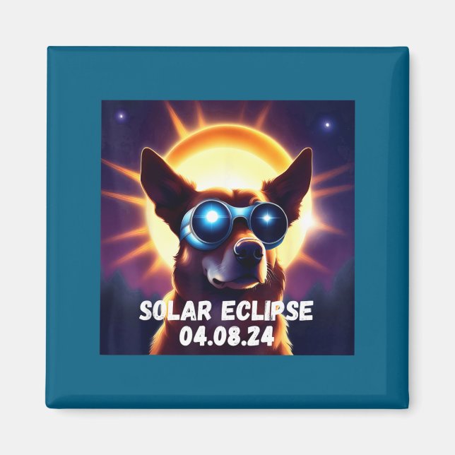 Imán Gafas de eclipse solar total de perro lindo (Frente)